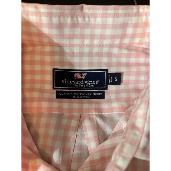 Vineyard Vines Classic Fit Tucker Shirt Mens Small Pink Gingham Long Sleeve - Picture 4 of 7
